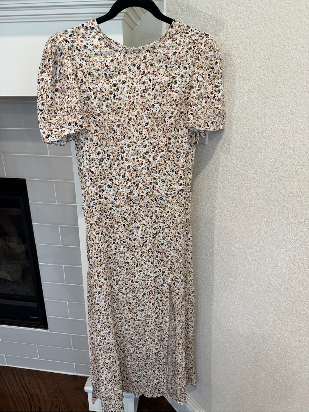 AFRM Cream Maxi Dress with Brown Floral Print